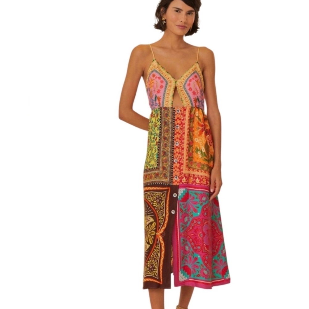 Farm Rio Mixed Scarves Multicolor Dress